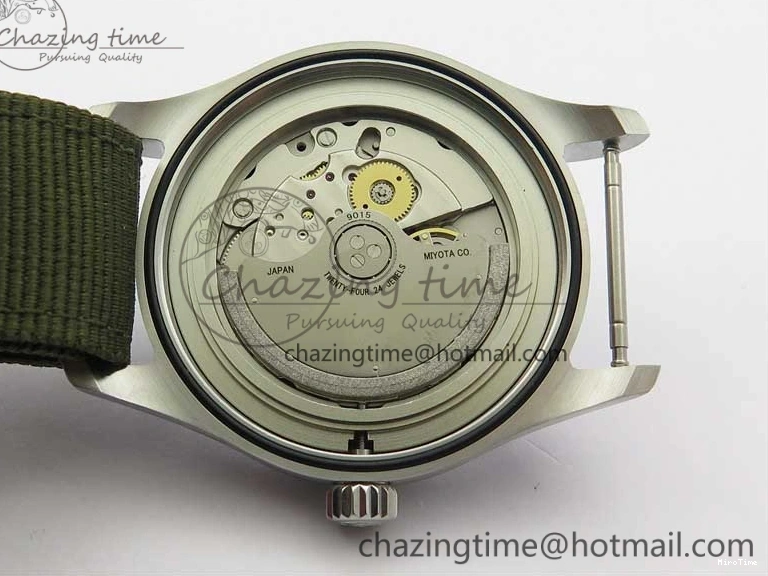 MIROTIME 0325 Fashionable Pilot IW326801 SS MK 1:1 Best Edition Black Dial on Green Nylon Strap MIYOTA 7122